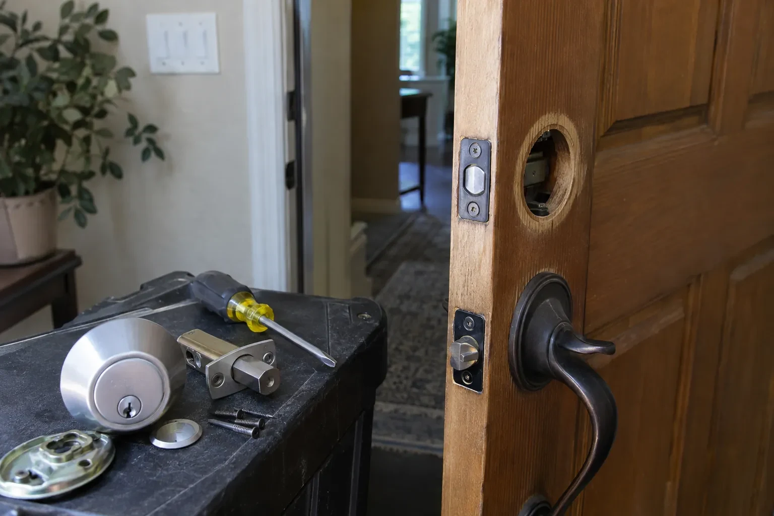 Illustrative locksmith scene; not an actual job